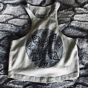Bohemian high neck gray crop top